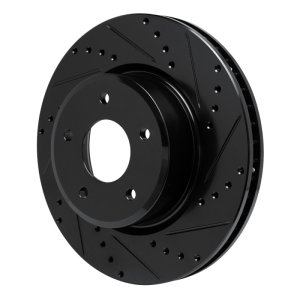 Pontiac GTO Brake Rotor (1) - Front Right - R1 Concepts - Drilled & Slotted - Black - `05-`06